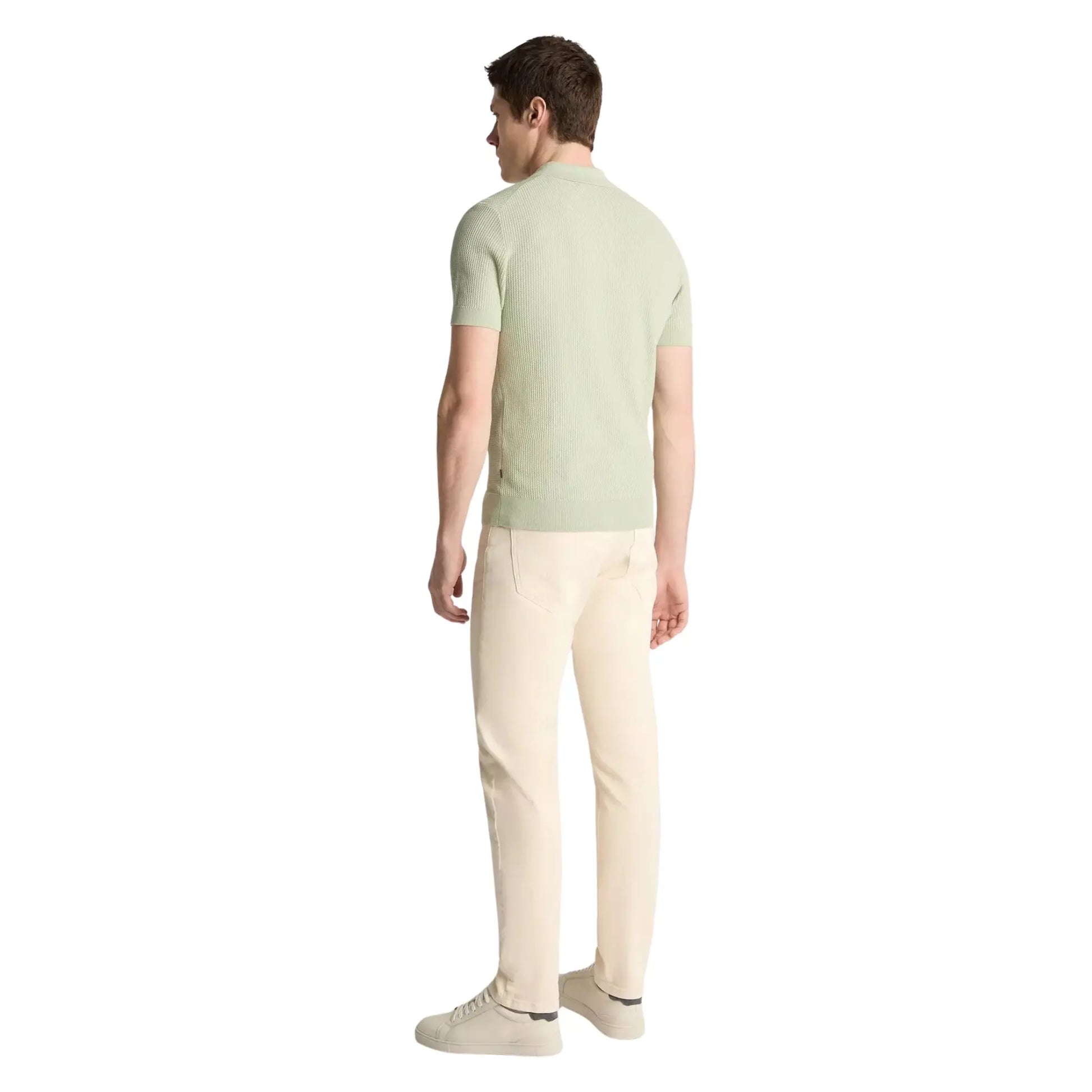 Buy Remus Uomo 3-Button Textured Polo - Green | Short-Sleeved Polo Shirtss at Woven Durham