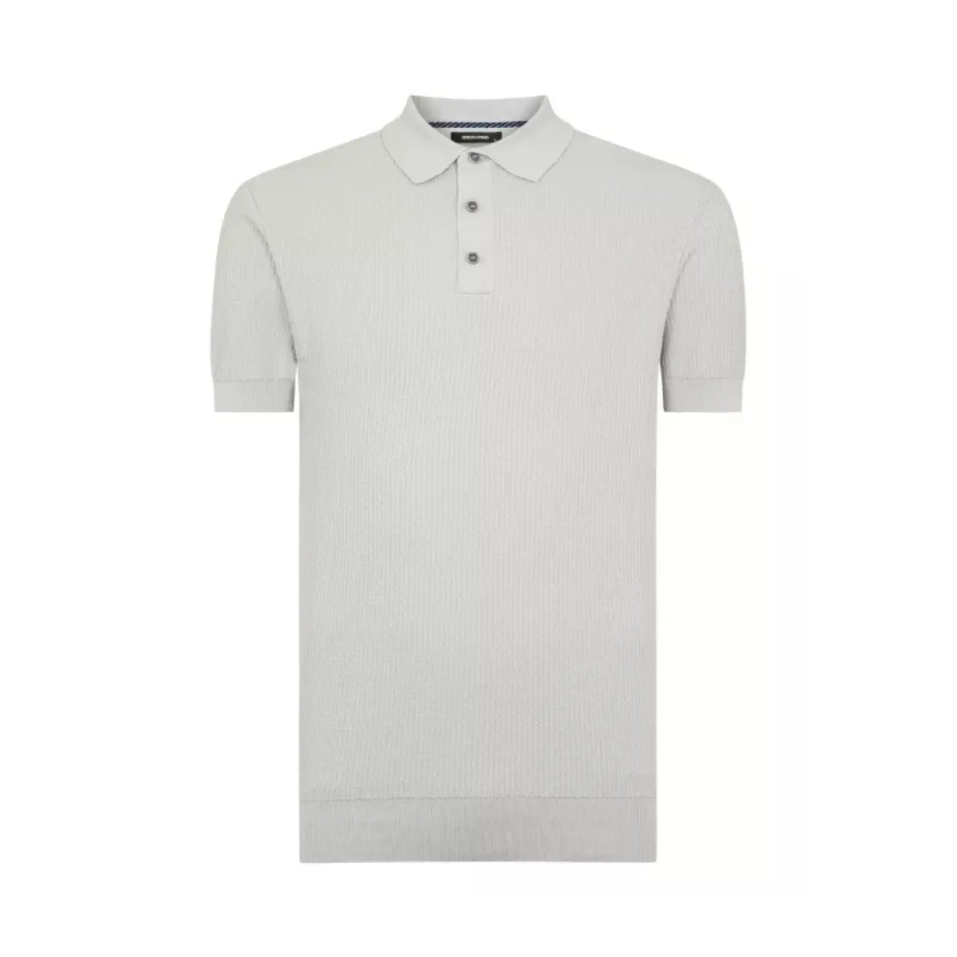 Buy Remus Uomo 3-Button Textured Polo - Grey | Short-Sleeved Polo Shirtss at Woven Durham
