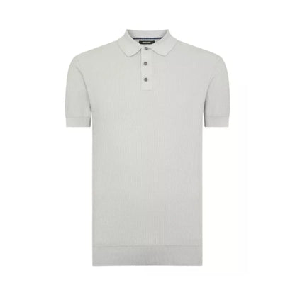 Buy Remus Uomo 3-Button Textured Polo - Grey | Short-Sleeved Polo Shirtss at Woven Durham