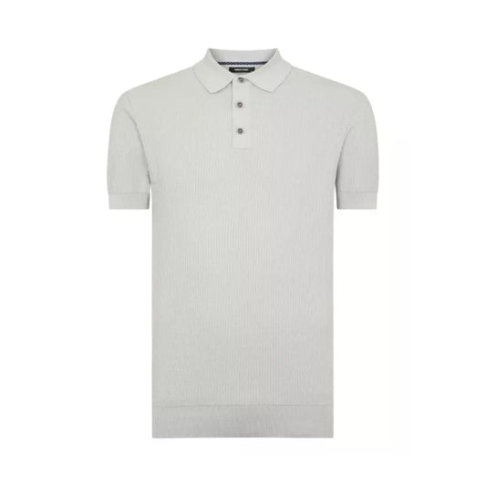 Buy Remus Uomo 3-Button Textured Polo - Grey | Short-Sleeved Polo Shirtss at Woven Durham