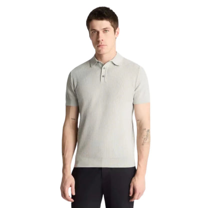 Buy Remus Uomo 3-Button Textured Polo - Grey | Short-Sleeved Polo Shirtss at Woven Durham