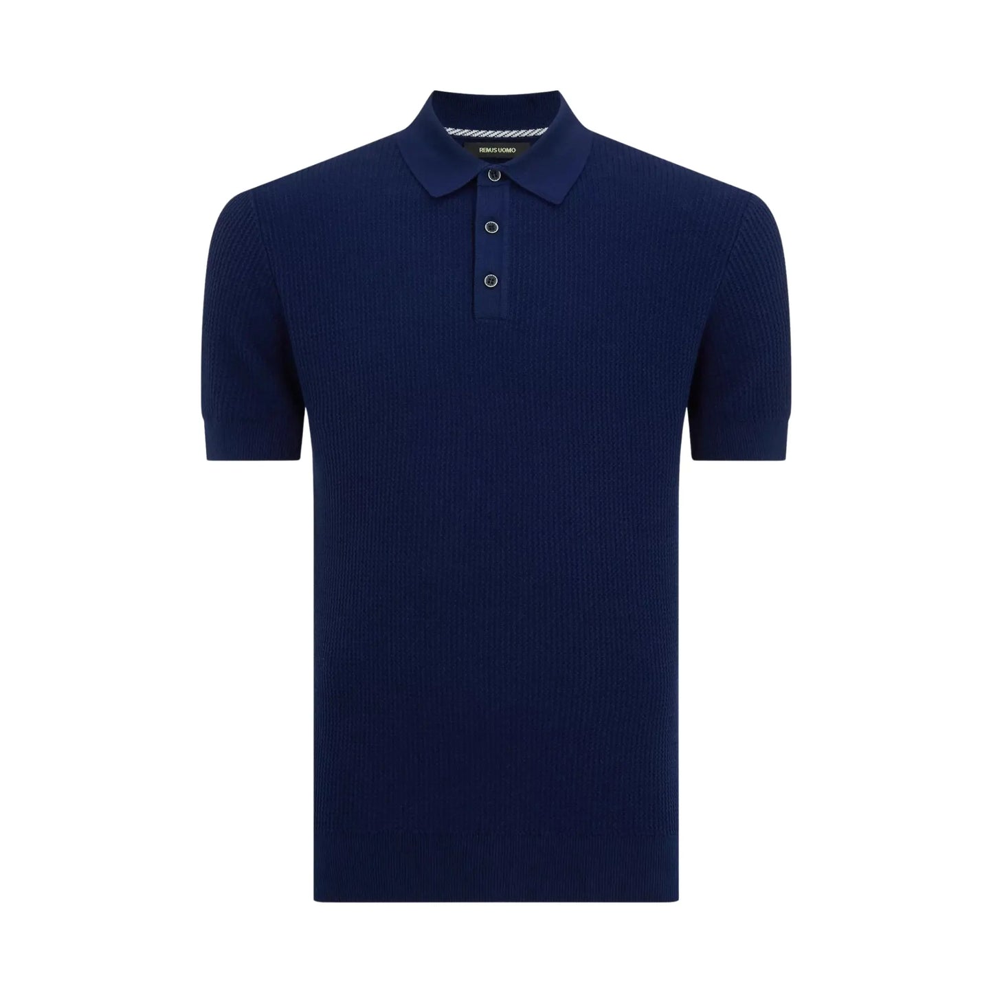 Buy Remus Uomo 3-Button Textured Polo - Navy | Short-Sleeved Polo Shirtss at Woven Durham