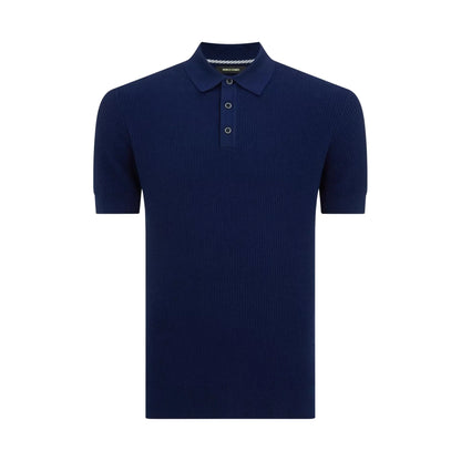 Buy Remus Uomo 3-Button Textured Polo - Navy | Short-Sleeved Polo Shirtss at Woven Durham