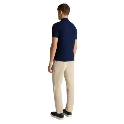 Buy Remus Uomo 3-Button Textured Polo - Navy | Short-Sleeved Polo Shirtss at Woven Durham
