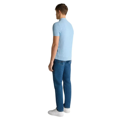 Buy Remus Uomo 3-Button Textured Polo - Sky Blue | Short-Sleeved Polo Shirtss at Woven Durham