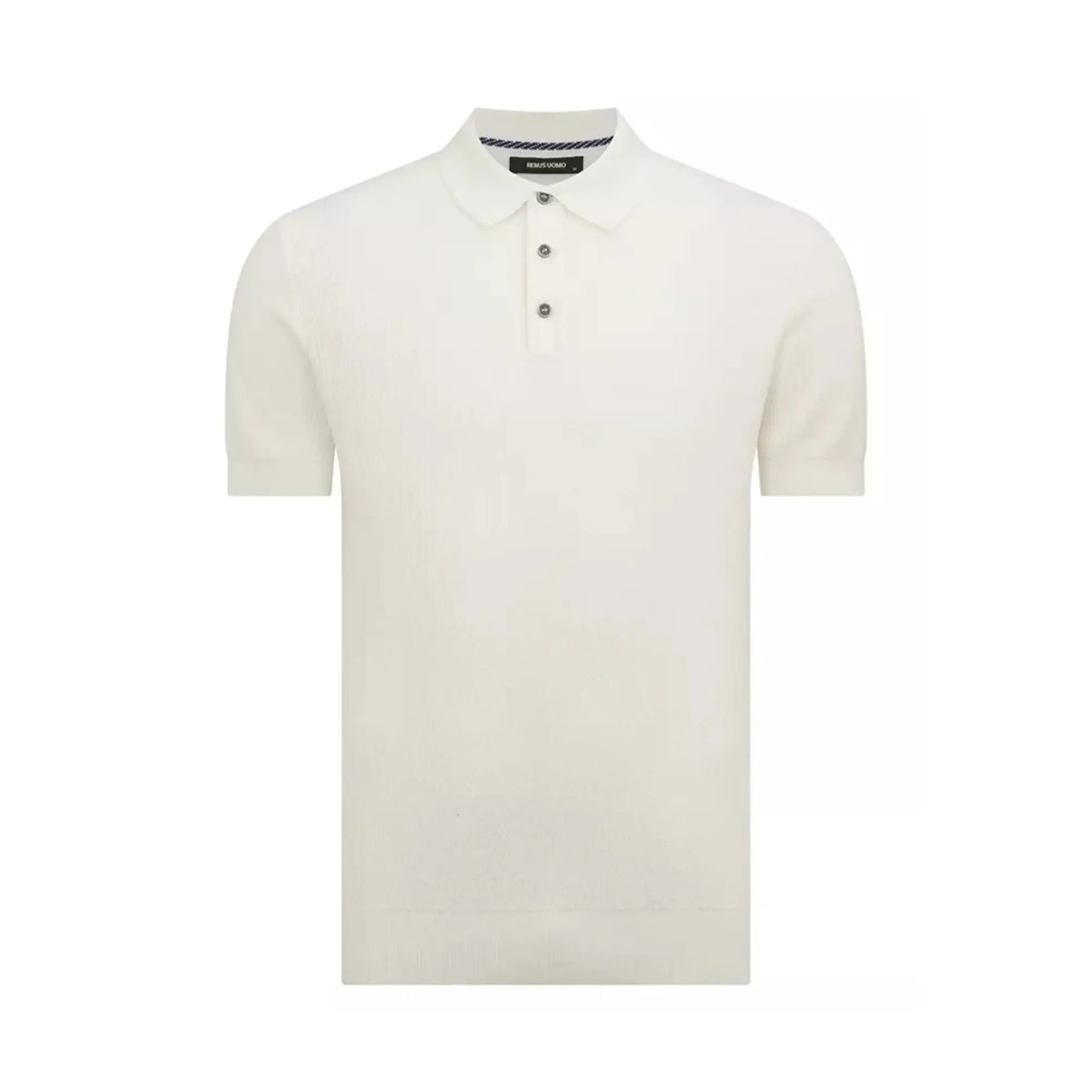 Buy Remus Uomo 3-Button Textured Polo - White | Short-Sleeved Polo Shirtss at Woven Durham