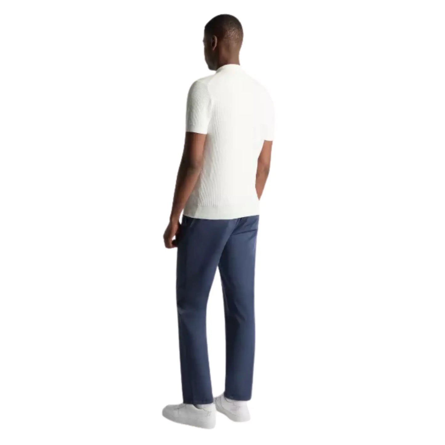 Buy Remus Uomo 3-Button Textured Polo - White | Short-Sleeved Polo Shirtss at Woven Durham