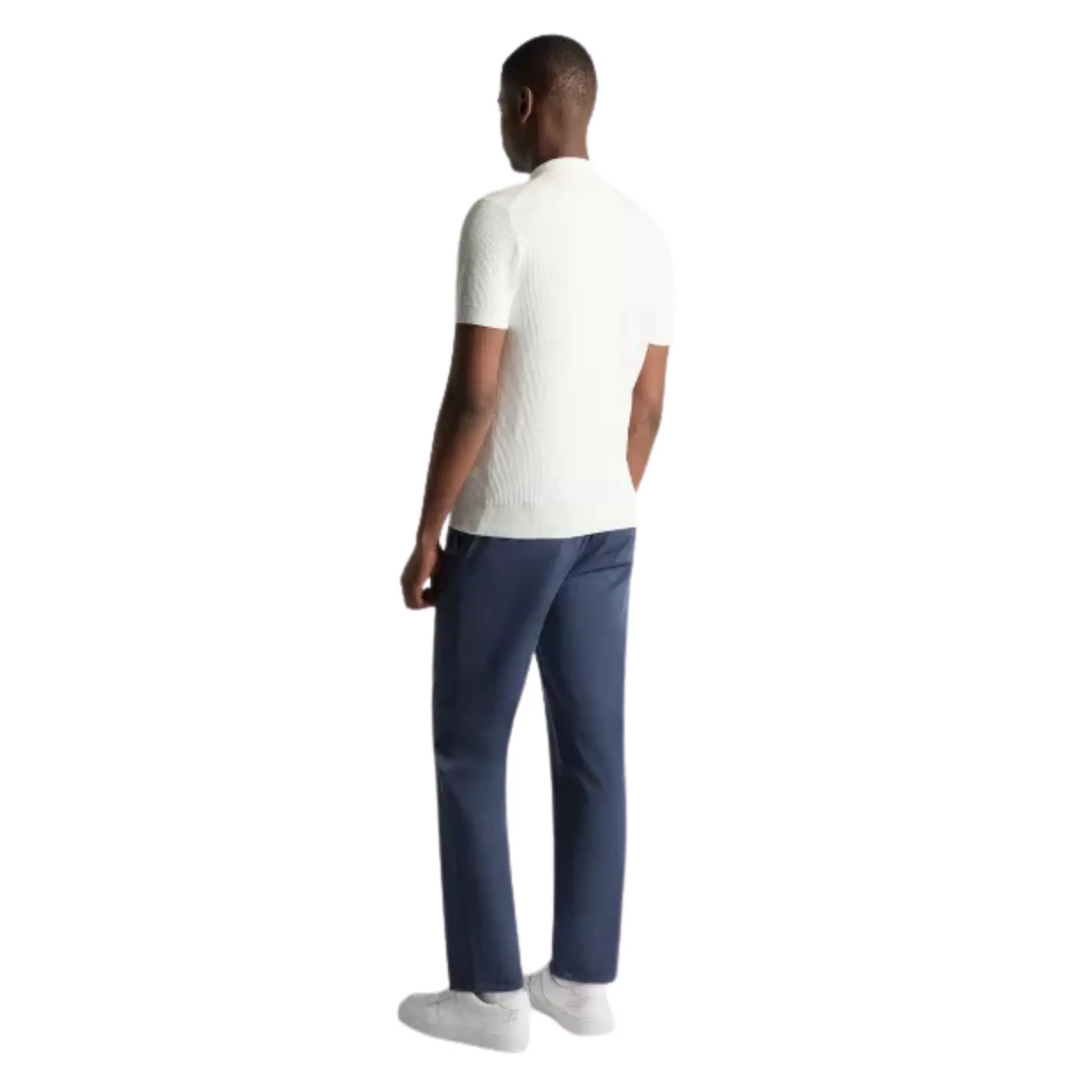 Buy Remus Uomo 3-Button Textured Polo - White | Short-Sleeved Polo Shirtss at Woven Durham