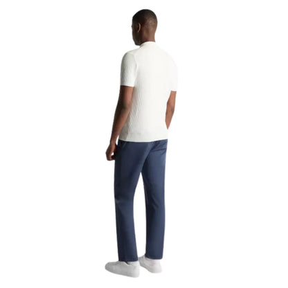 Buy Remus Uomo 3-Button Textured Polo - White | Short-Sleeved Polo Shirtss at Woven Durham