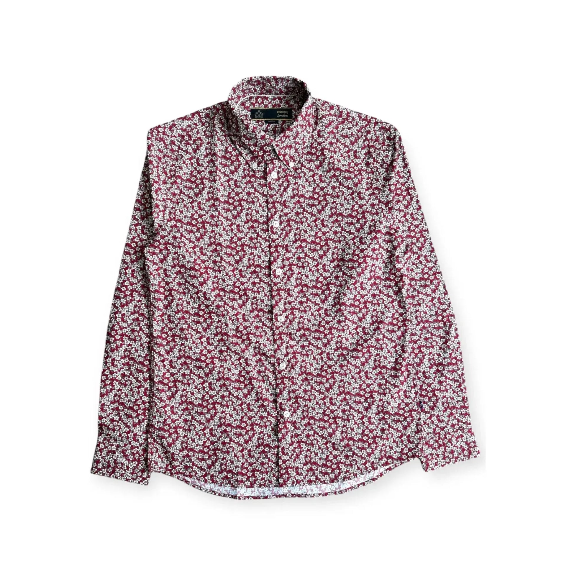 Buy Merc London Aaron Floral Long-Sleeve Shirt - Red | Long-Sleeved Shirtss at Woven Durham