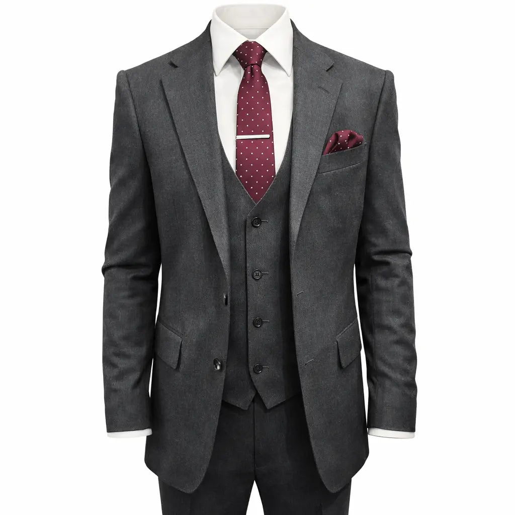 Buy Woven Durham Alfred Brown Wool 3-Piece Suit - Charcoal | Suitss at Woven Durham
