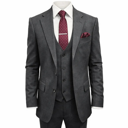 Buy Woven Durham Alfred Brown Wool 3-Piece Suit - Charcoal | Suitss at Woven Durham