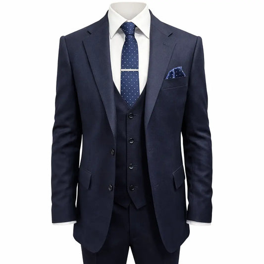 Buy Woven Durham Alfred Brown Wool 3-Piece Suit - Navy | Suitss at Woven Durham