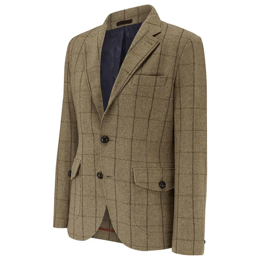 Buy Guards London Allenby Windowpane Tweed Blazer - Taupe | Blazerss at Woven Durham