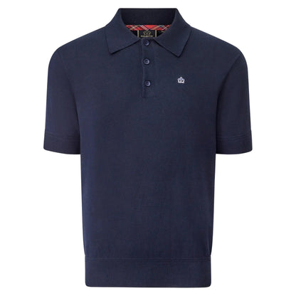 Buy Merc London Archie Knitted Polo - Navy | Short-Sleeved Polo Shirtss at Woven Durham