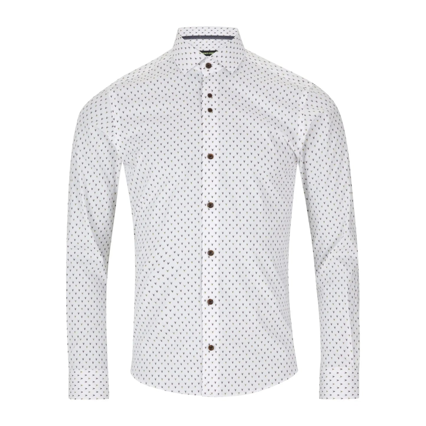 Buy Remus Uomo Arrow Head Print Shirt - White | Long-Sleeved Shirtss at Woven Durham