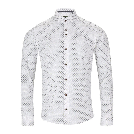 Buy Remus Uomo Arrow Head Print Shirt - White | Long-Sleeved Shirtss at Woven Durham