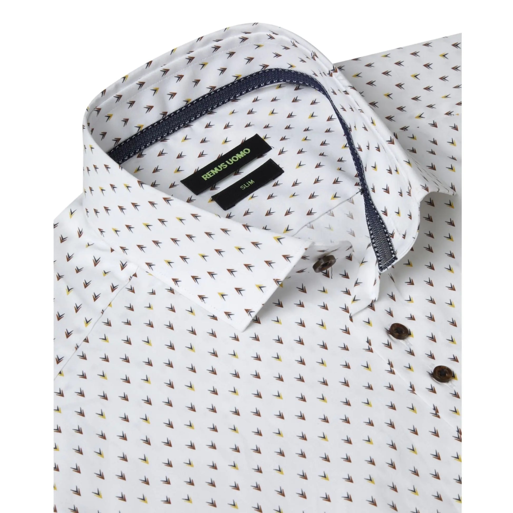 Buy Remus Uomo Arrow Head Print Shirt - White | Long-Sleeved Shirtss at Woven Durham