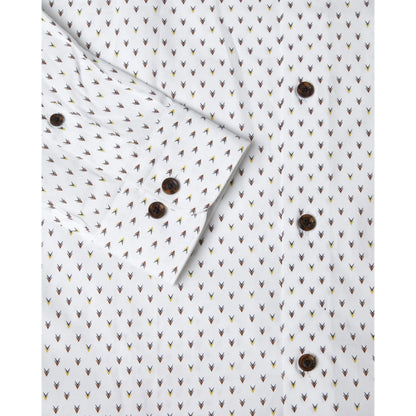 Buy Remus Uomo Arrow Head Print Shirt - White | Long-Sleeved Shirtss at Woven Durham