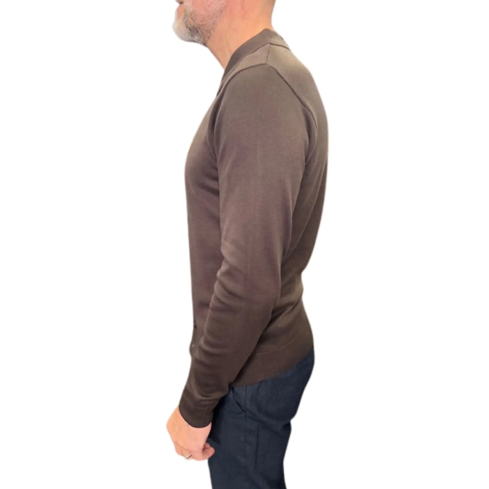 Buy Gabicci Vintage Azim Button-Thru Knitted Polo - Brown | Long-Sleeved Polo Shirtss at Woven Durham