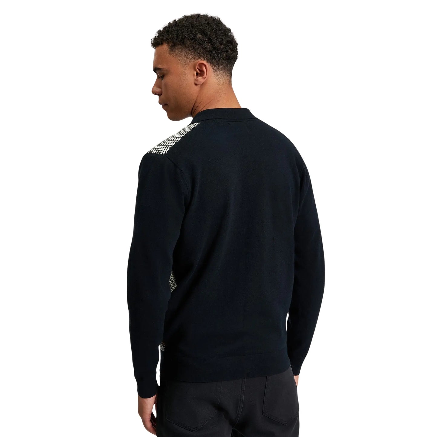 Buy Ben Sherman Bi Coloured Button-Through Polo - Black | Long-Sleeved Polo Shirtss at Woven Durham