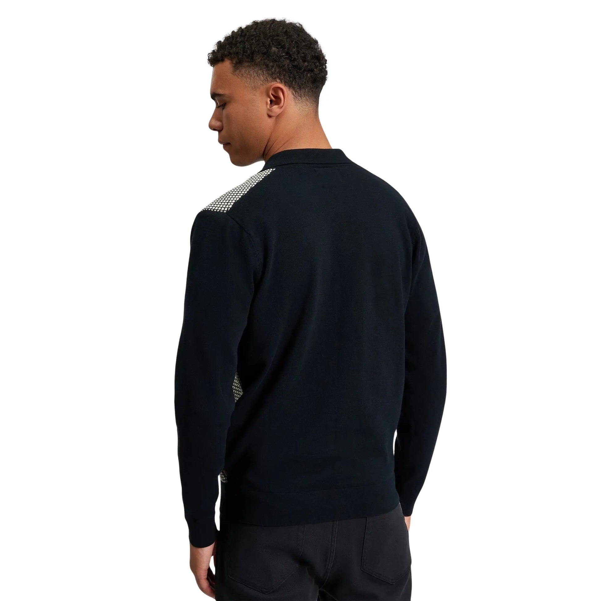 Buy Ben Sherman Bi Coloured Button-Through Polo - Black | Long-Sleeved Polo Shirtss at Woven Durham