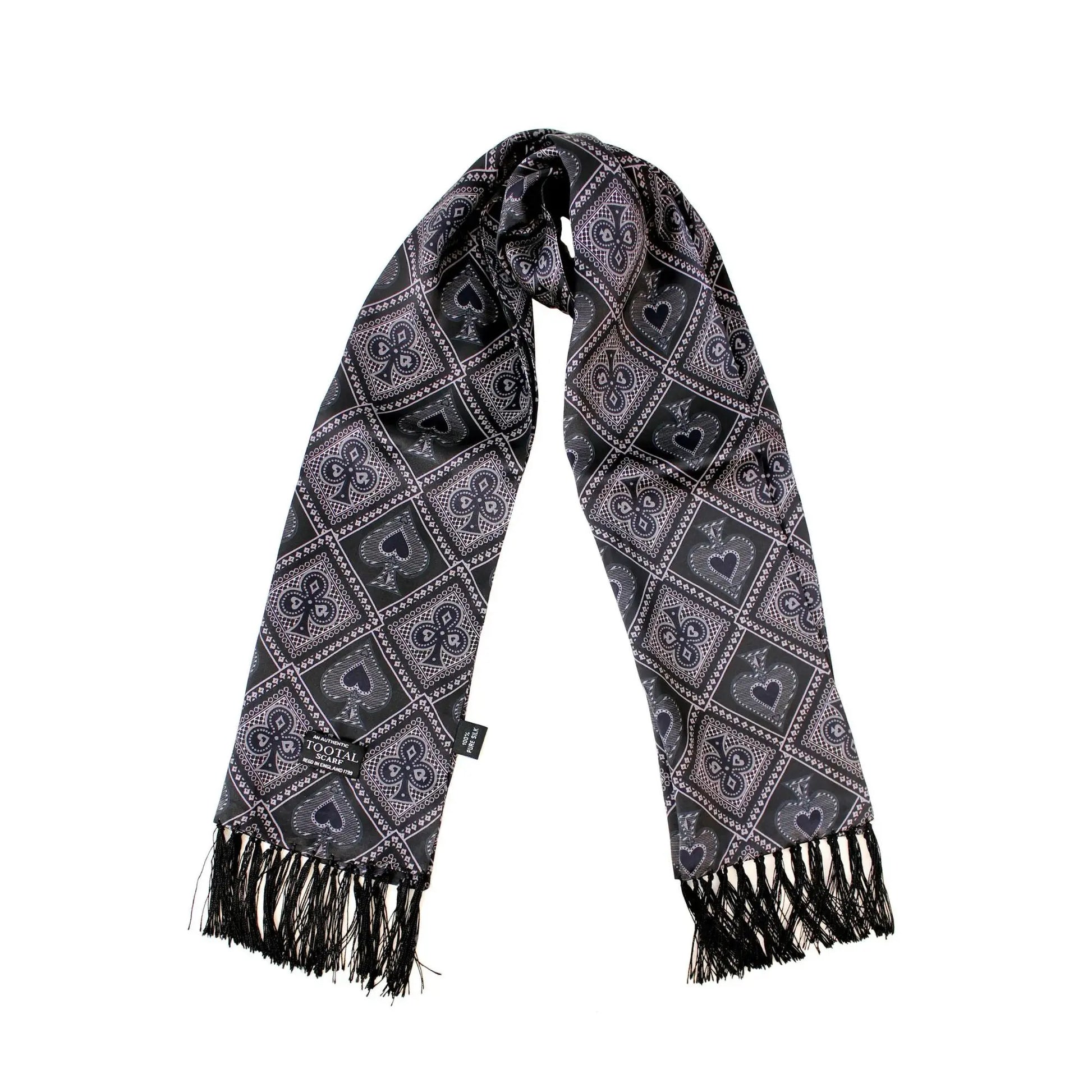 Buy Tootal Black Ace of Spades Silk Scarf | Aviator Scarvess at Woven Durham