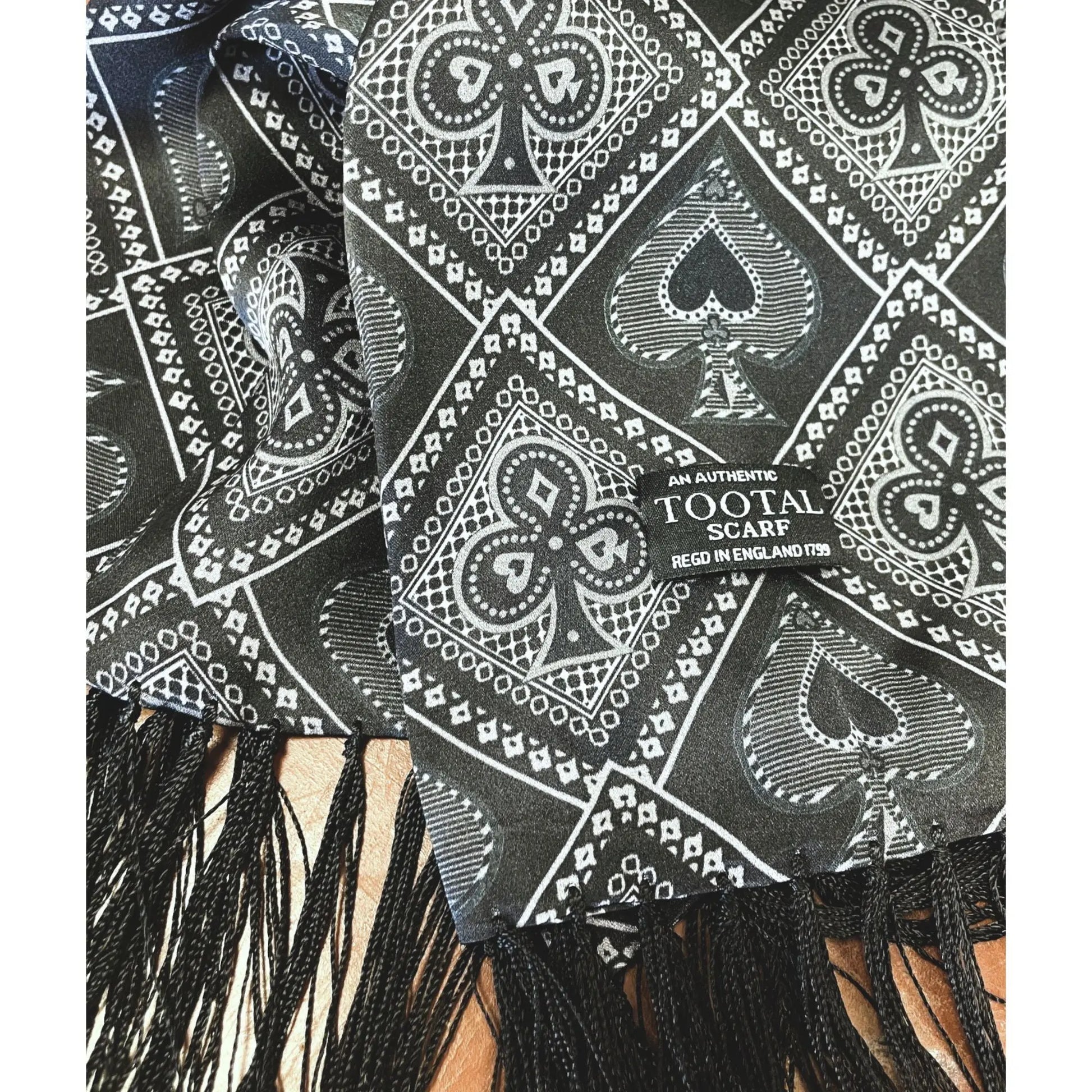 Buy Tootal Black Ace of Spades Silk Scarf | Aviator Scarvess at Woven Durham