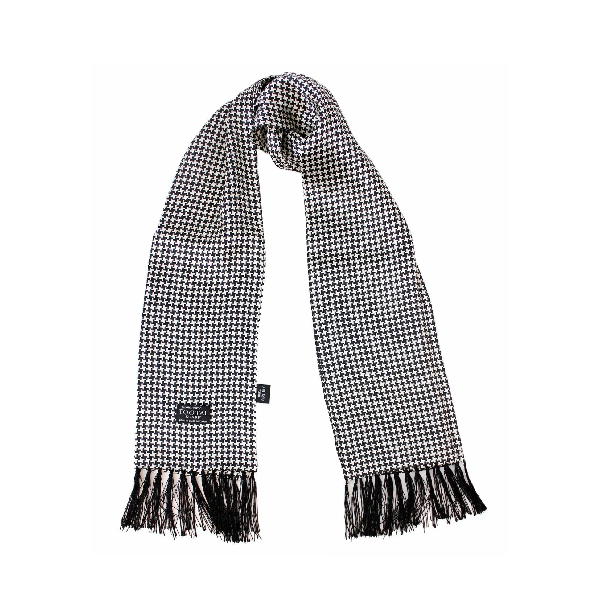 Buy Tootal Black Dogtooth Silk Scarf | Aviator Scarvess at Woven Durham
