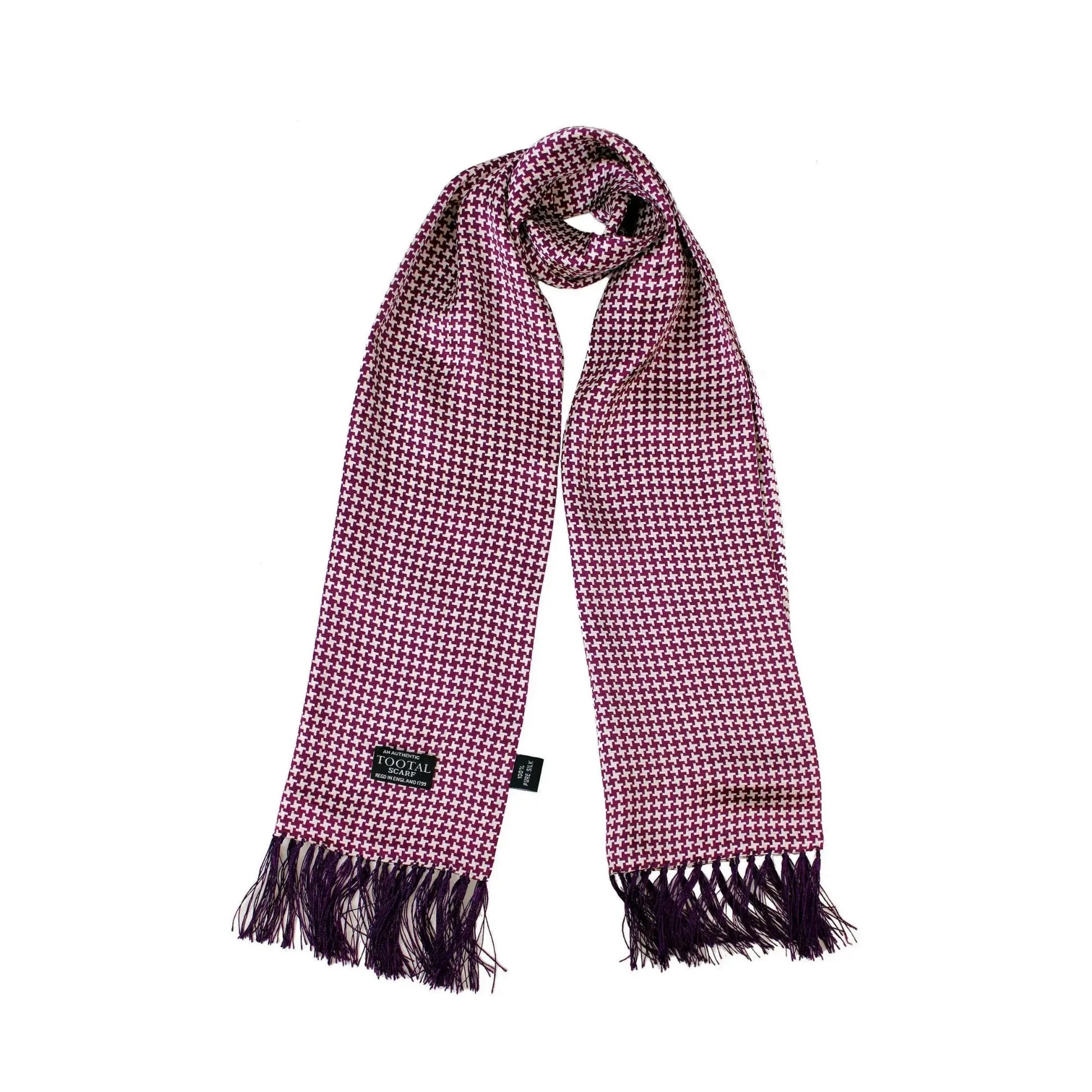 Buy Tootal Burgundy Dogtooth Silk Scarf | Aviator Scarvess at Woven Durham