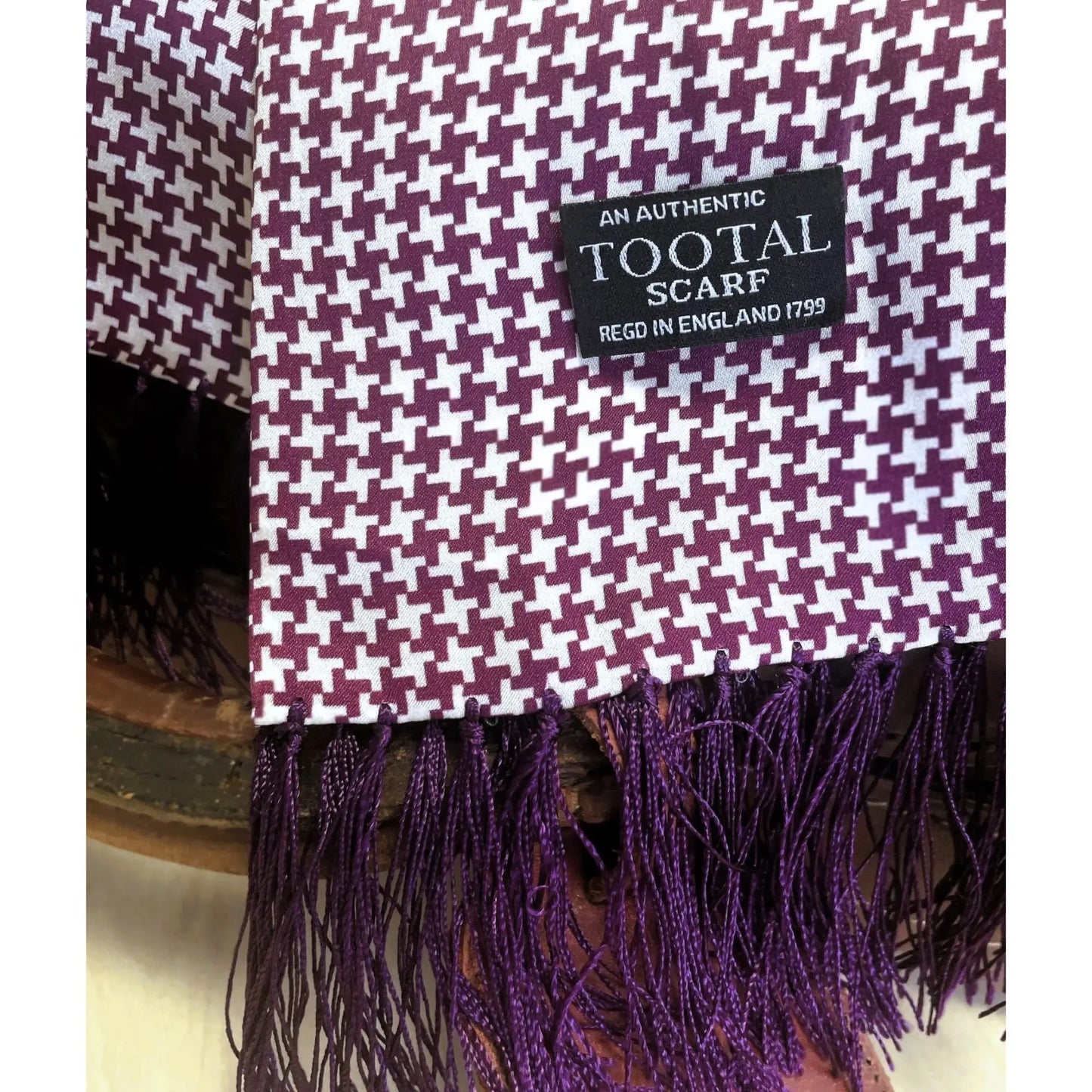 Buy Tootal Burgundy Dogtooth Silk Scarf | Aviator Scarvess at Woven Durham