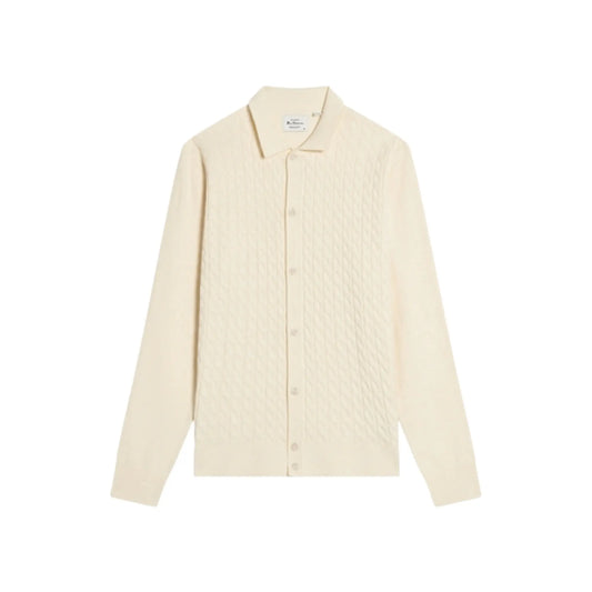 Buy Ben Sherman Button-Through Cable Polo - Ivory | Long-Sleeved Polo Shirtss at Woven Durham