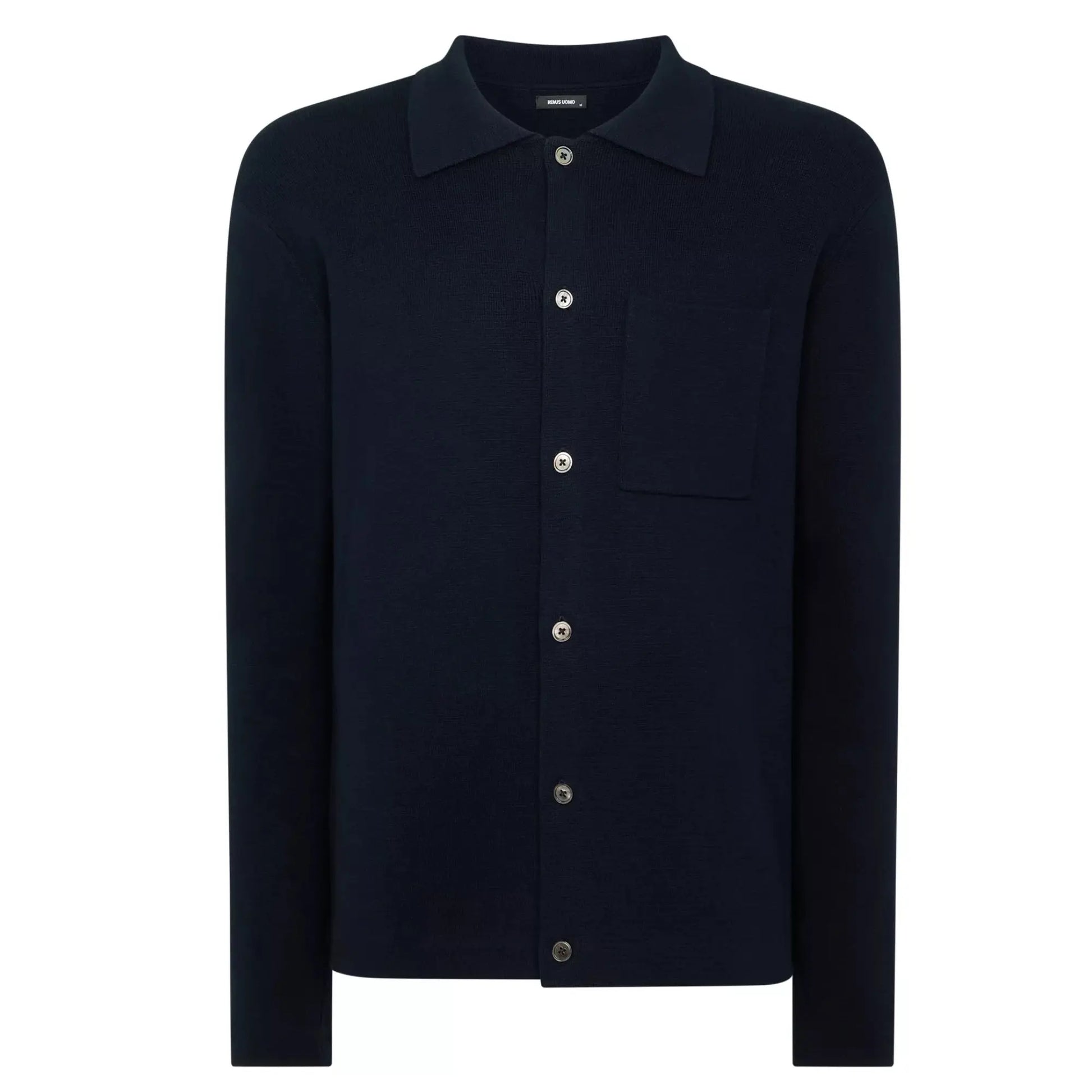 Buy Remus Uomo Button-Thru Polo - Navy | Long-Sleeved Polo Shirtss at Woven Durham