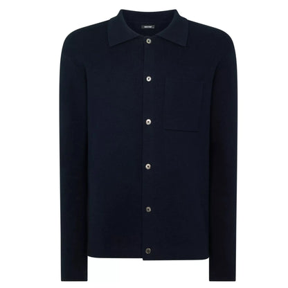 Buy Remus Uomo Button-Thru Polo - Navy | Long-Sleeved Polo Shirtss at Woven Durham