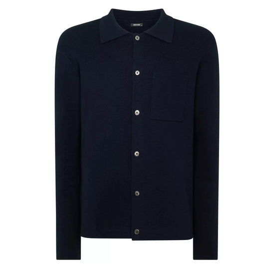 Buy Remus Uomo Button-Thru Polo - Navy | Long-Sleeved Polo Shirtss at Woven Durham