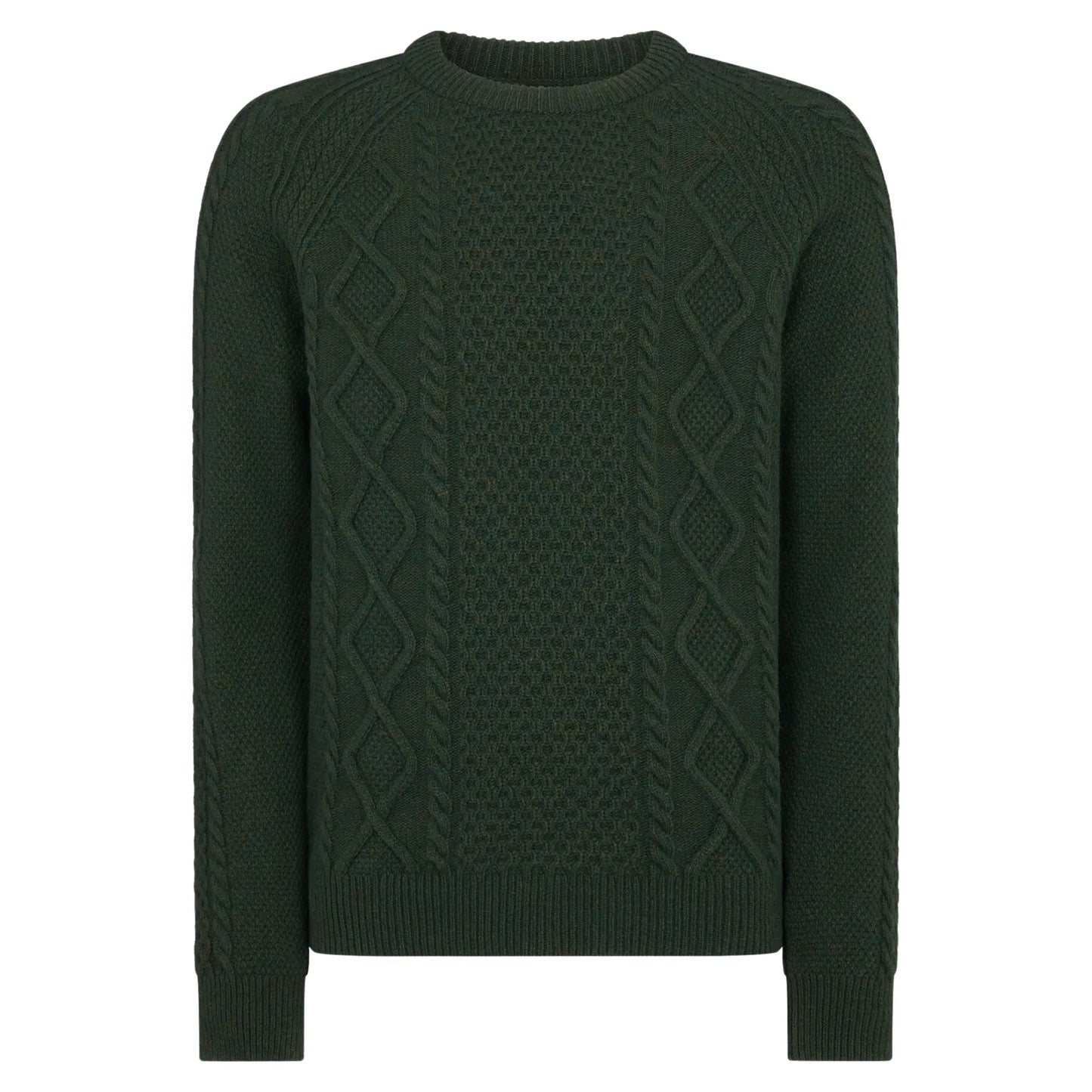 Buy Remus Uomo Cable Knit Wool Jumper - Green | Crew-Neck Jumperss at Woven Durham