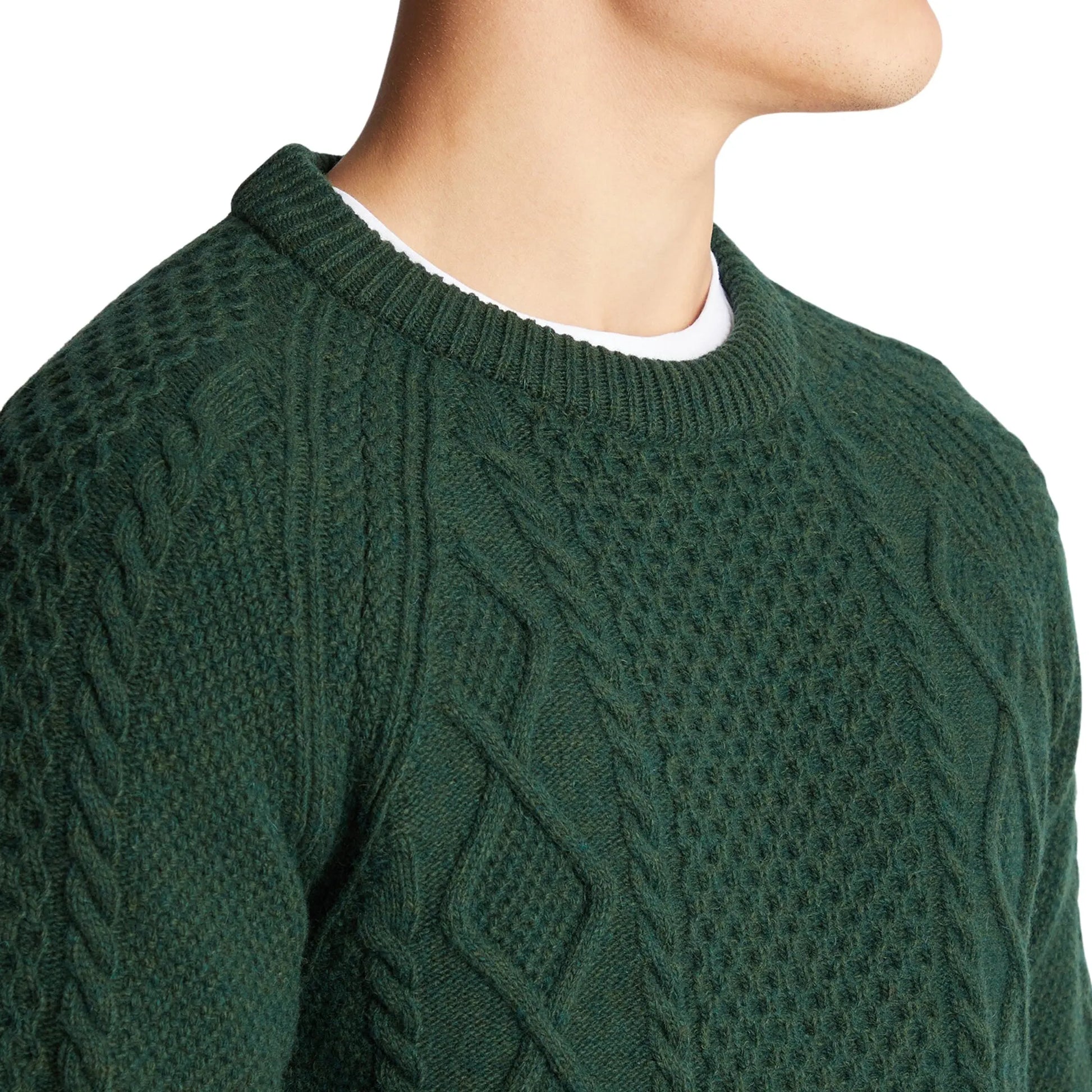 Buy Remus Uomo Cable Knit Wool Jumper - Green | Crew-Neck Jumperss at Woven Durham