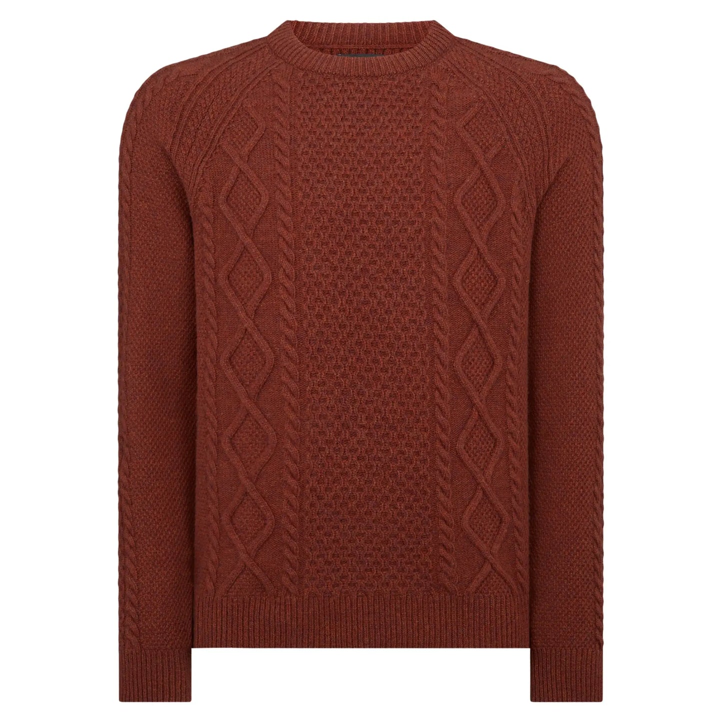 Buy Remus Uomo Cable Knit Wool Jumper - Red | Crew-Neck Jumperss at Woven Durham