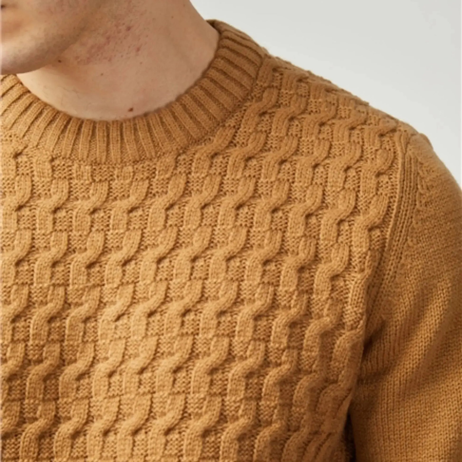 Buy Ben Sherman Cable Textured Brown Crew-Neck Jumper | Crew-Neck Jumperss at Woven Durham