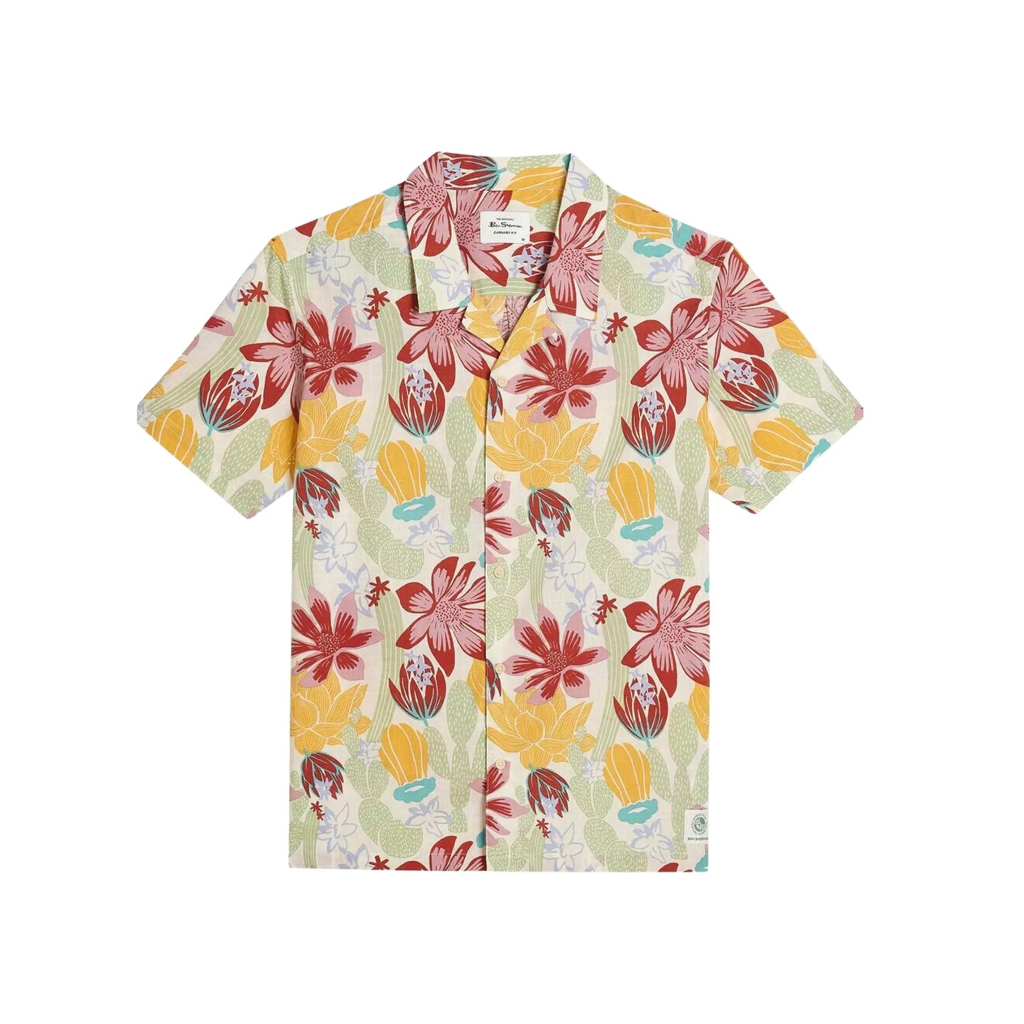 Buy Ben Sherman Cactus Print Short Sleeve Shirt - Ivory | Short-Sleeved Shirtss at Woven Durham