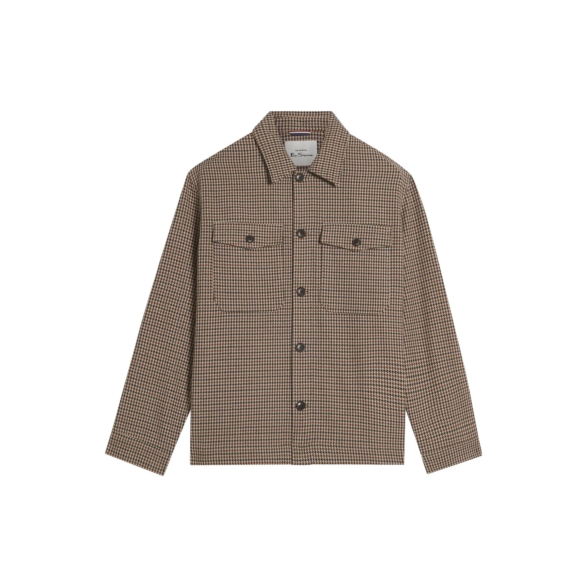 Buy Ben Sherman Check Patch-Pocket Jacket - Light Brown | Harrington Jacketss at Woven Durham