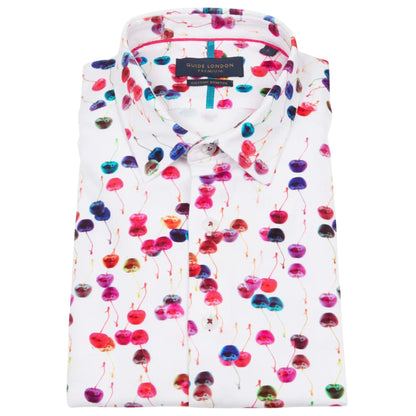 Buy Guide London Cherries Short Sleeve Shirt - White | Short-Sleeved Polo Shirtss at Woven Durham