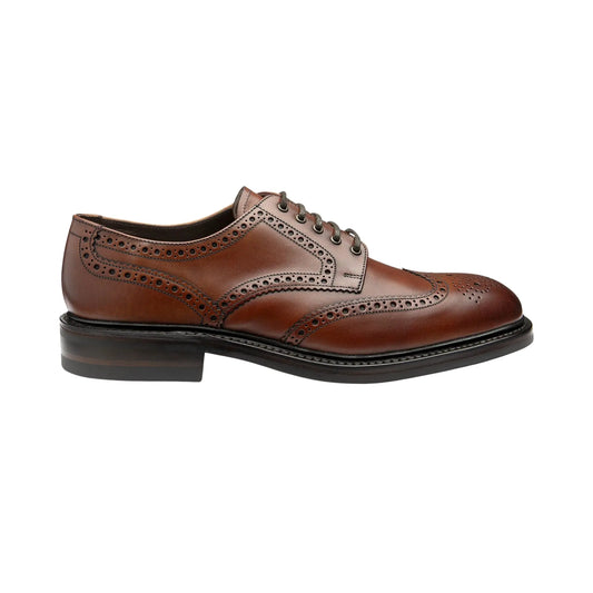 Buy Loake Chester Brogue Shoes with Rubber Sole - Mahogany | Derby Shoess at Woven Durham