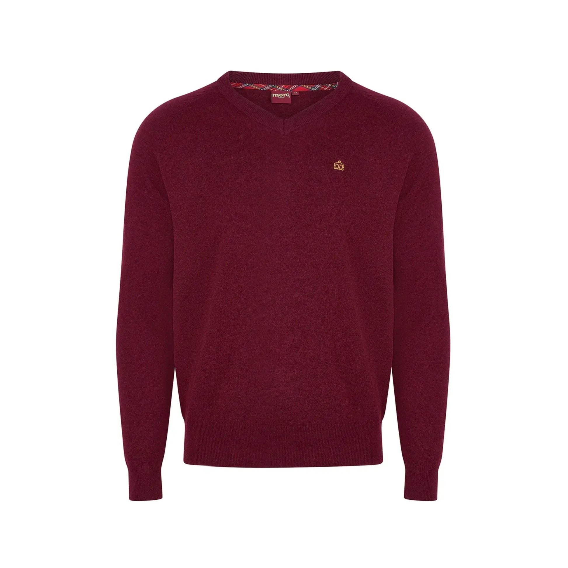 Buy Merc London Conrad V-Neck Knit Jumper - Burgundy | Crew-Neck Jumperss at Woven Durham