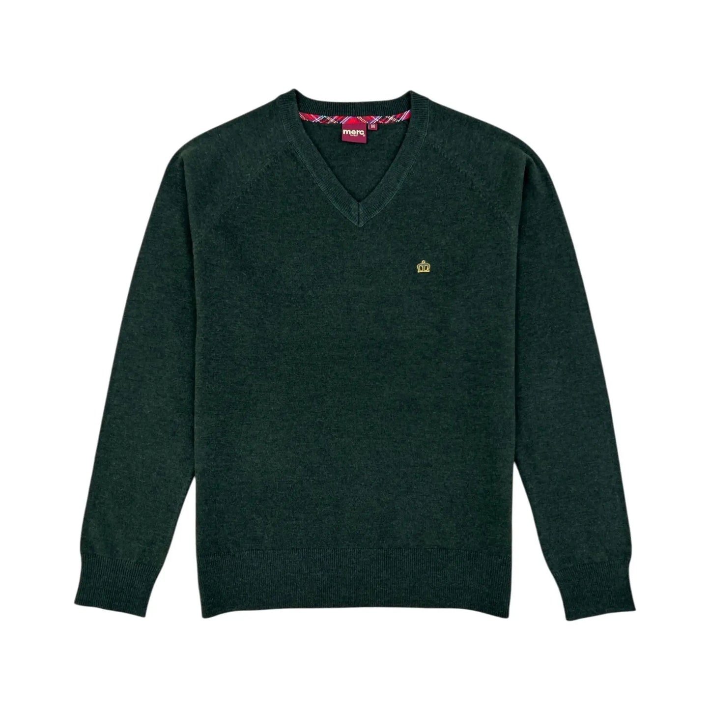 Buy Merc London Conrad V-Neck Knit Jumper - Dark Green | Crew-Neck Jumperss at Woven Durham