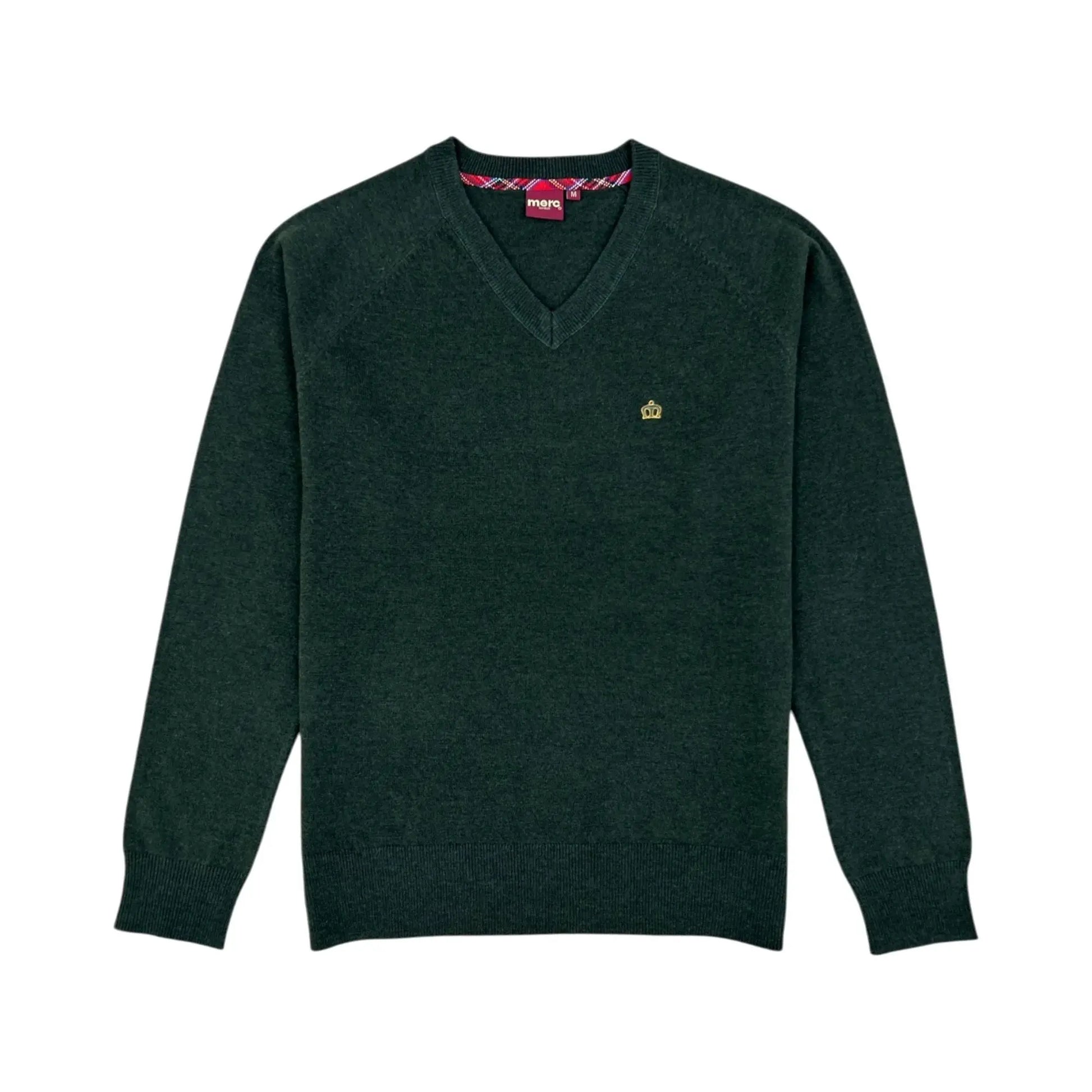 Buy Merc London Conrad V-Neck Knit Jumper - Dark Green | Crew-Neck Jumperss at Woven Durham