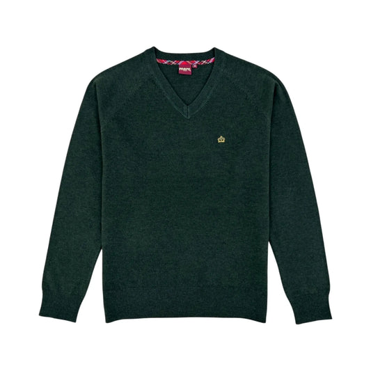 Buy Merc London Conrad V-Neck Knit Jumper - Dark Green | Crew-Neck Jumperss at Woven Durham