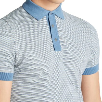 Buy Remus Uomo Contrast Collar Knitted Polo - Blue | Short-Sleeved Polo Shirtss at Woven Durham