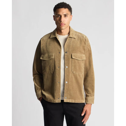 Buy Remus Uomo Cord Overshirt - Stone | Long-Sleeved Polo Shirtss at Woven Durham