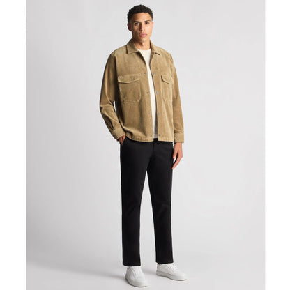 Buy Remus Uomo Cord Overshirt - Stone | Long-Sleeved Polo Shirtss at Woven Durham